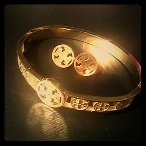 Tory Burch Logo Bracelet & Earrings